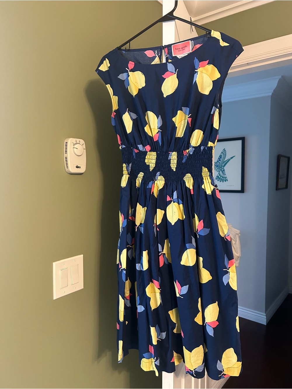 kate spade Navy Lemon-Print Midi Dress
